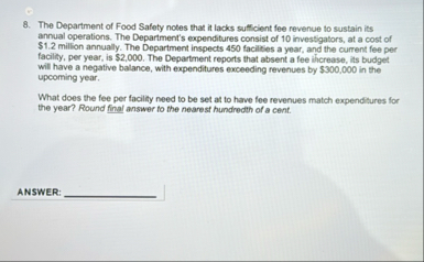 The Department of Food Safety notes that it lacks