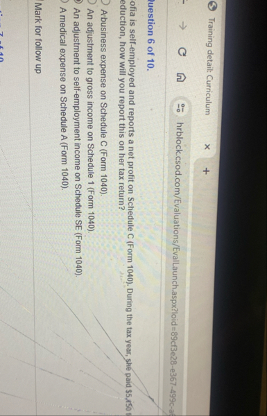 Training detail: Curriculum hrblock.csod.com /