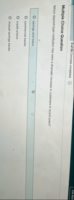 0 of 3 3 Concepts completed Ext Assl Multiple
