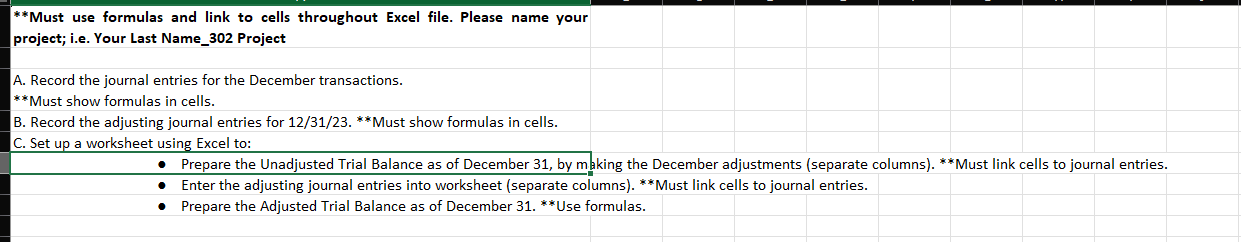 Please help me with this. **Must use formulas and