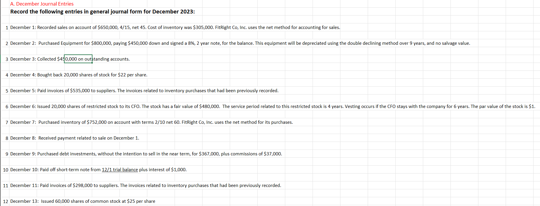 Please help me with this. **Must use formulas and