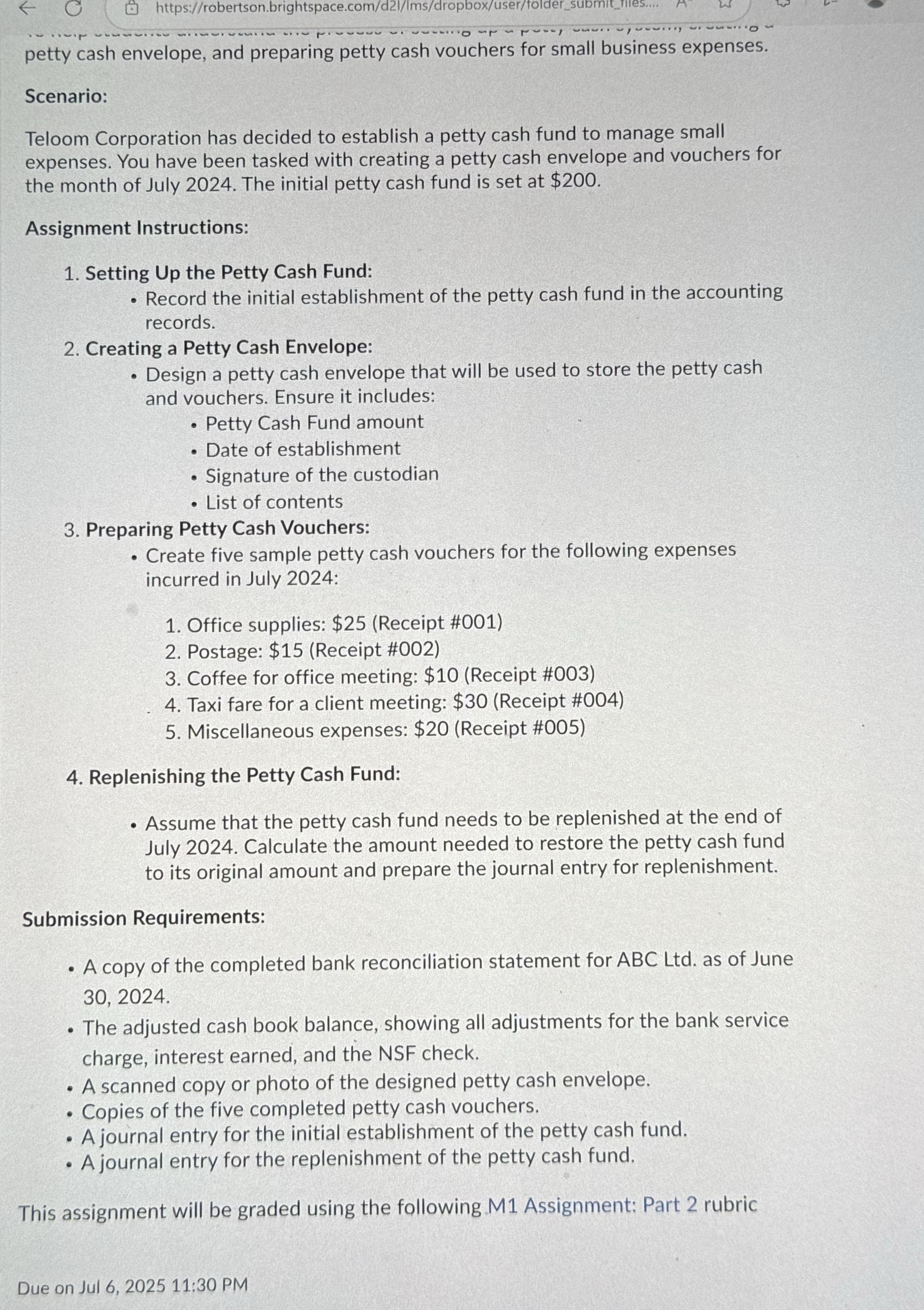 Show me how the completed assignment would be, in