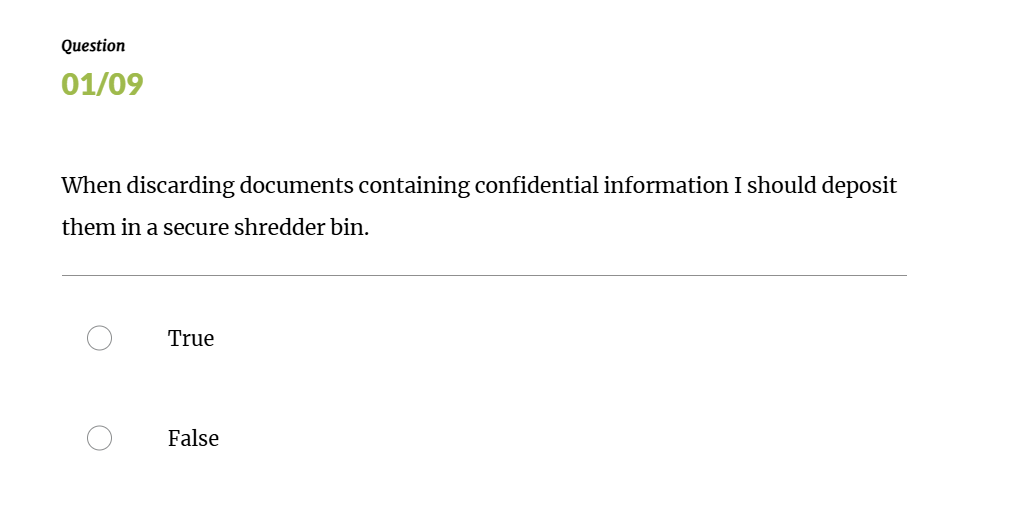 Review this Question When discarding documents