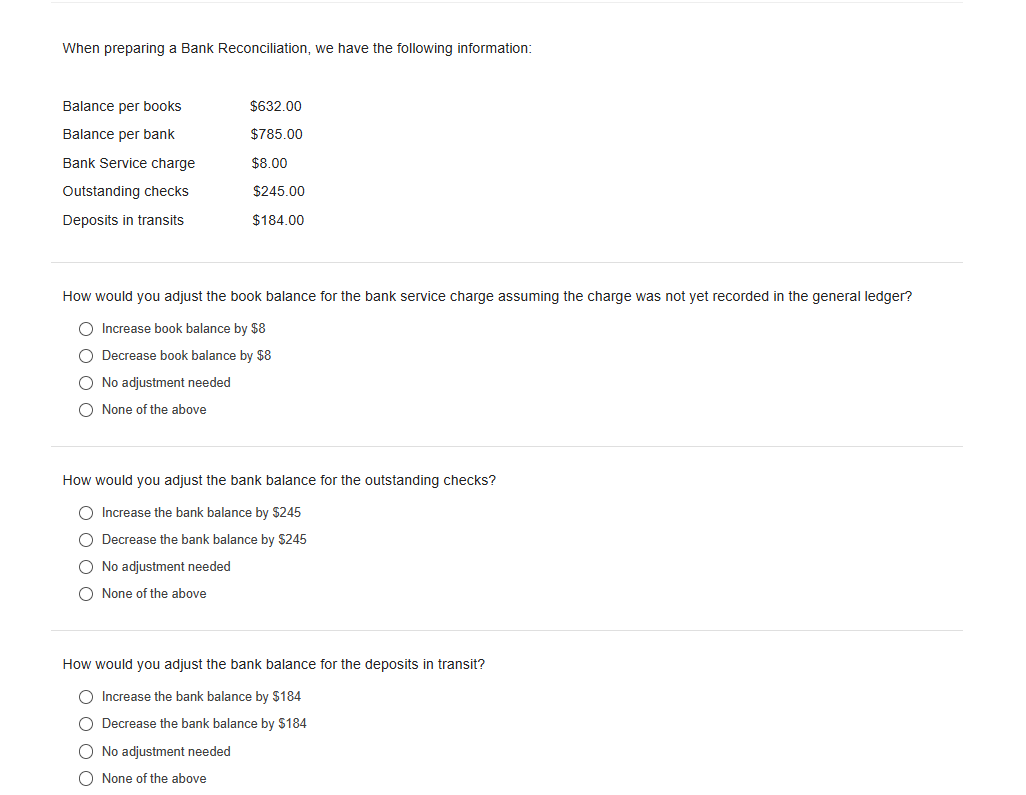 Answer the following accounting questions. Answer