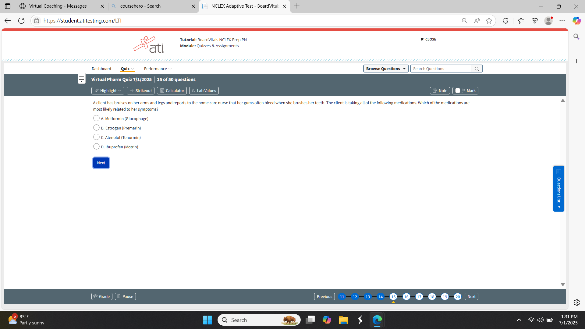 Answer this? Virtual Coaching - Messages x Q