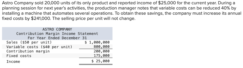 3. Compute the sales level required in both