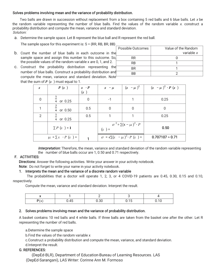 Answer this Solves problems involving mean and