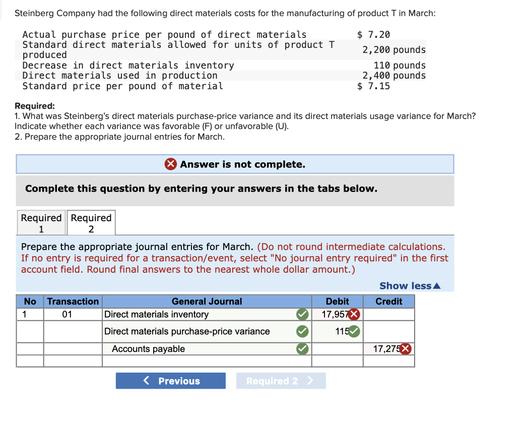 Steinberg Company had the following direct