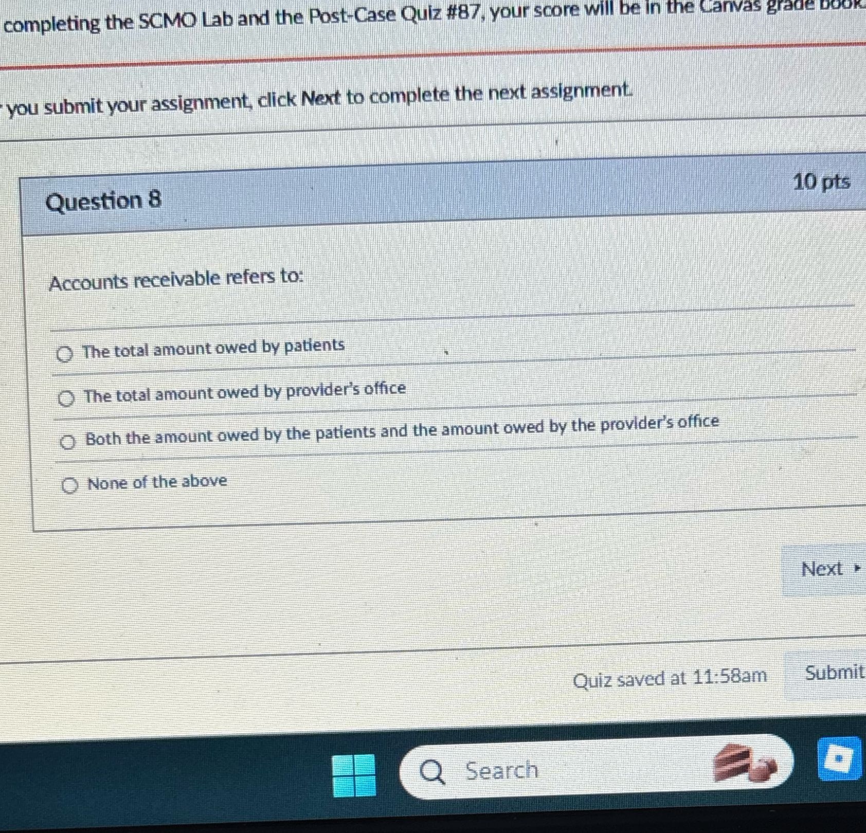 Answer for me completing the SCMO Lab and the