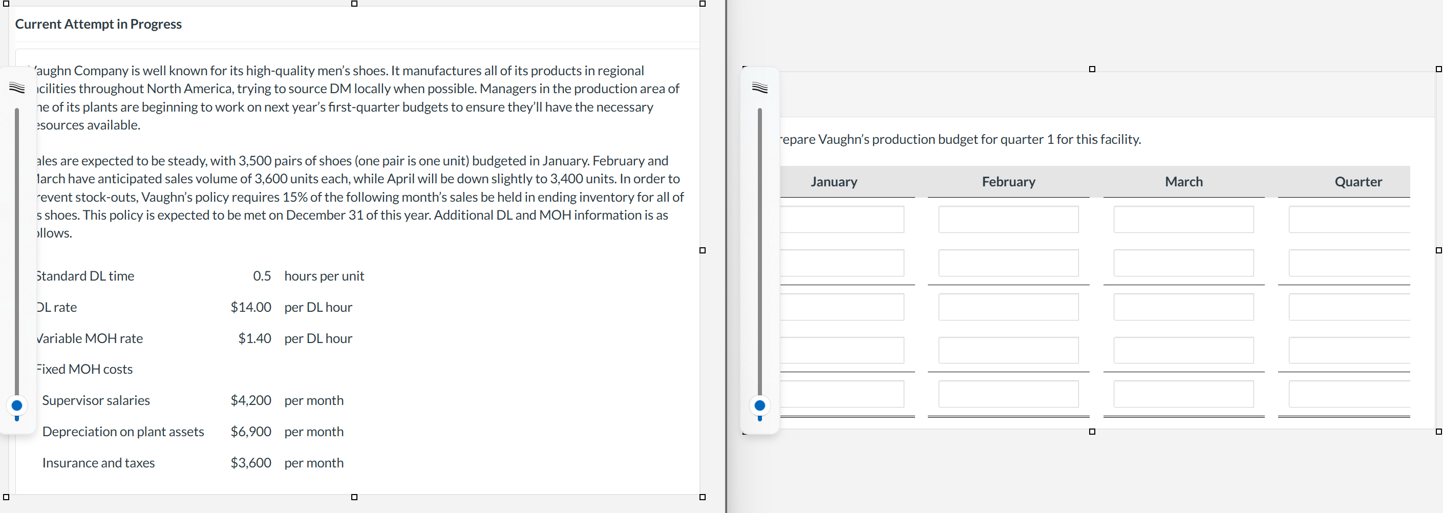 Solve: Drop down options: Beginning FG Inventory,