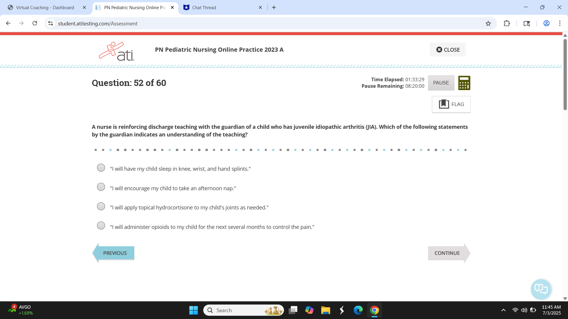 Answer this? @ Virtual Coaching - Dashboard % |
