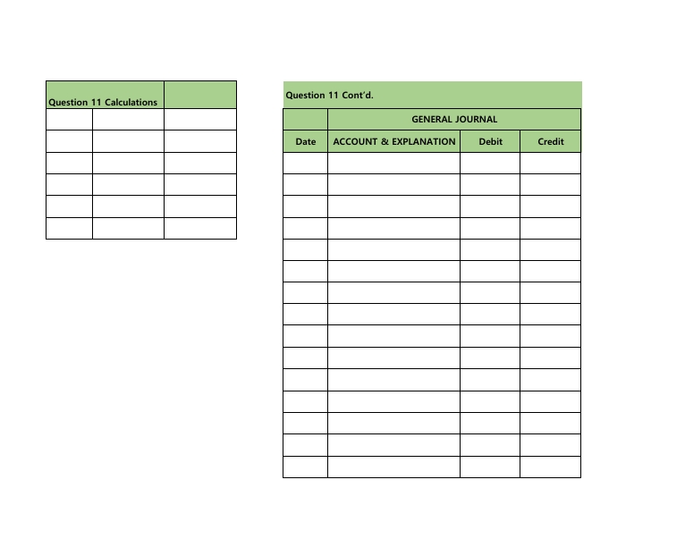 answer sheet for above question Question 11