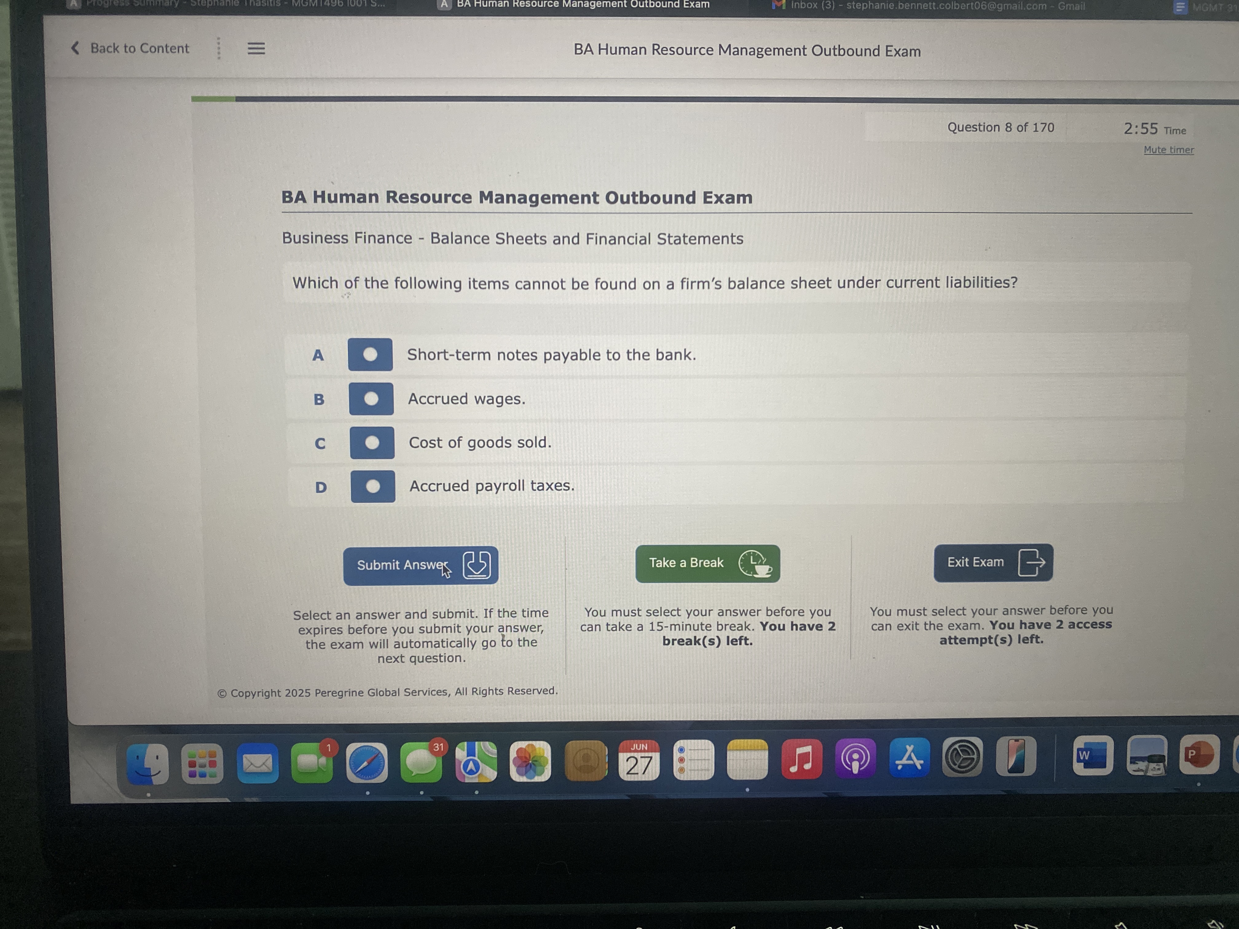 BA Human Resource Management Outbound Exam