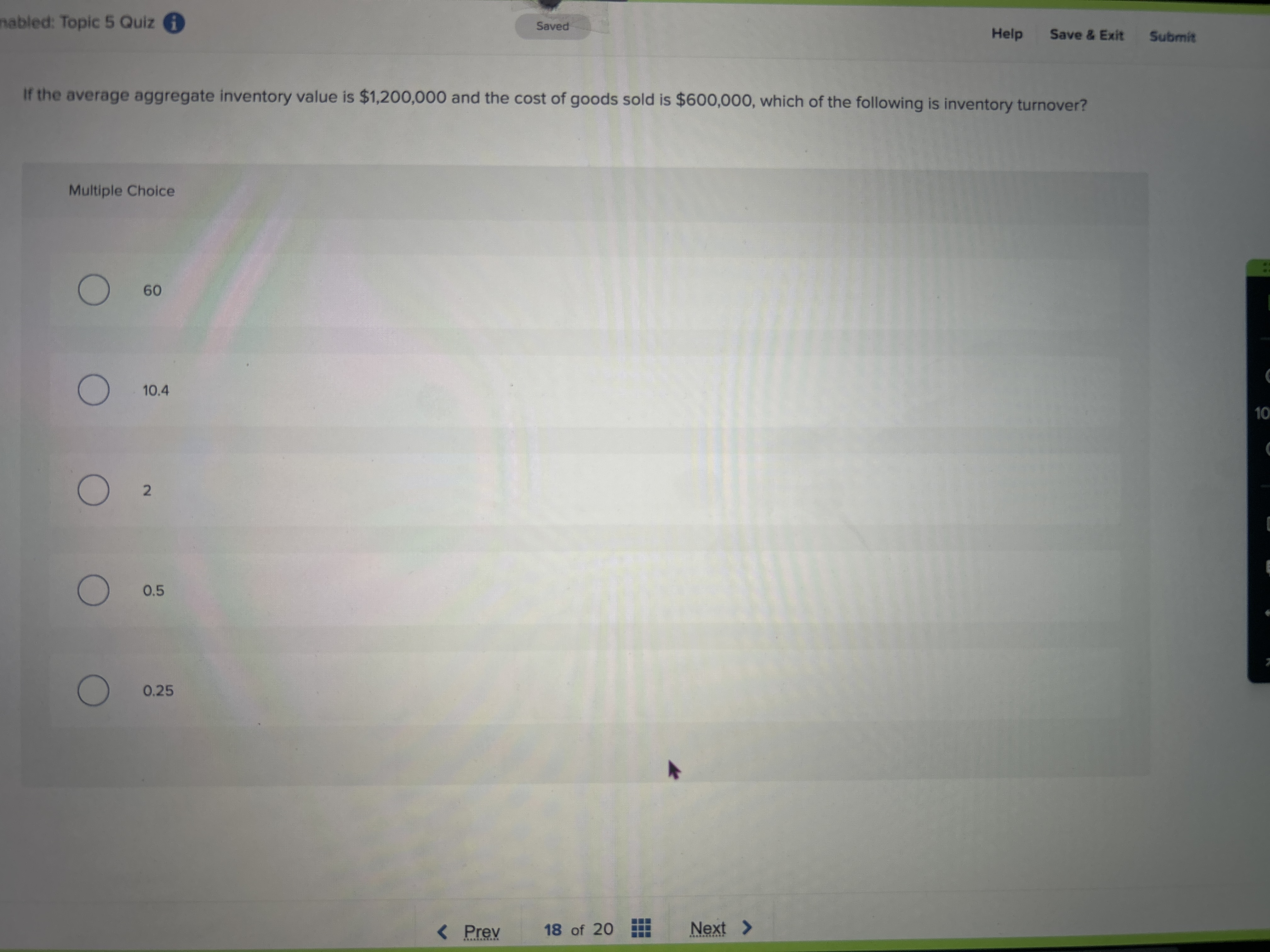 If the average aggregate inventory value is