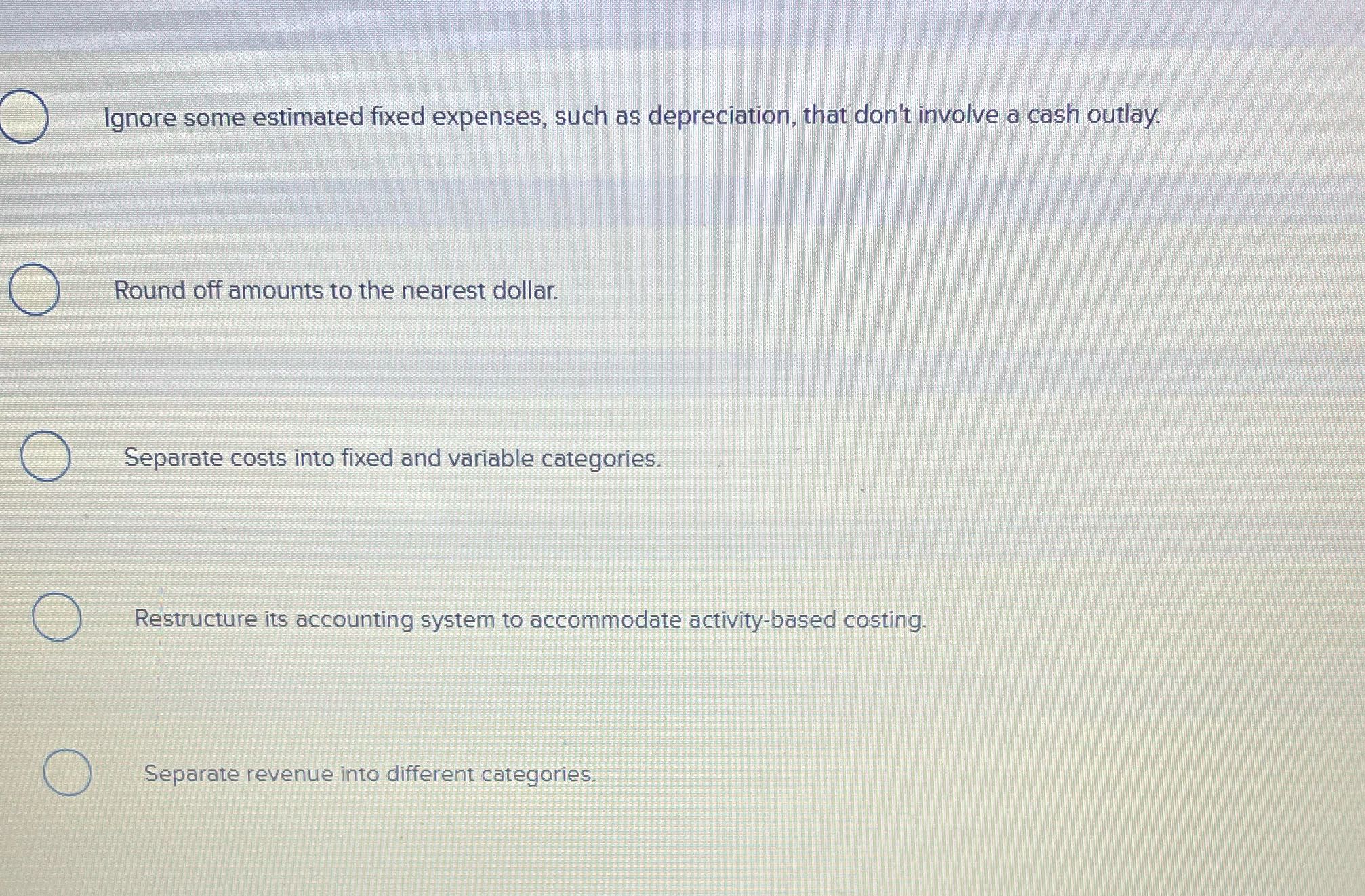 The contribution income statement would require a