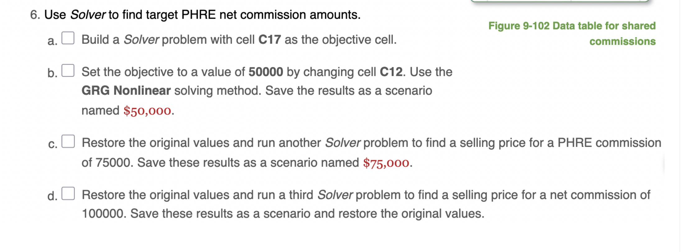 6. Use Solver to find target PHRE net commission