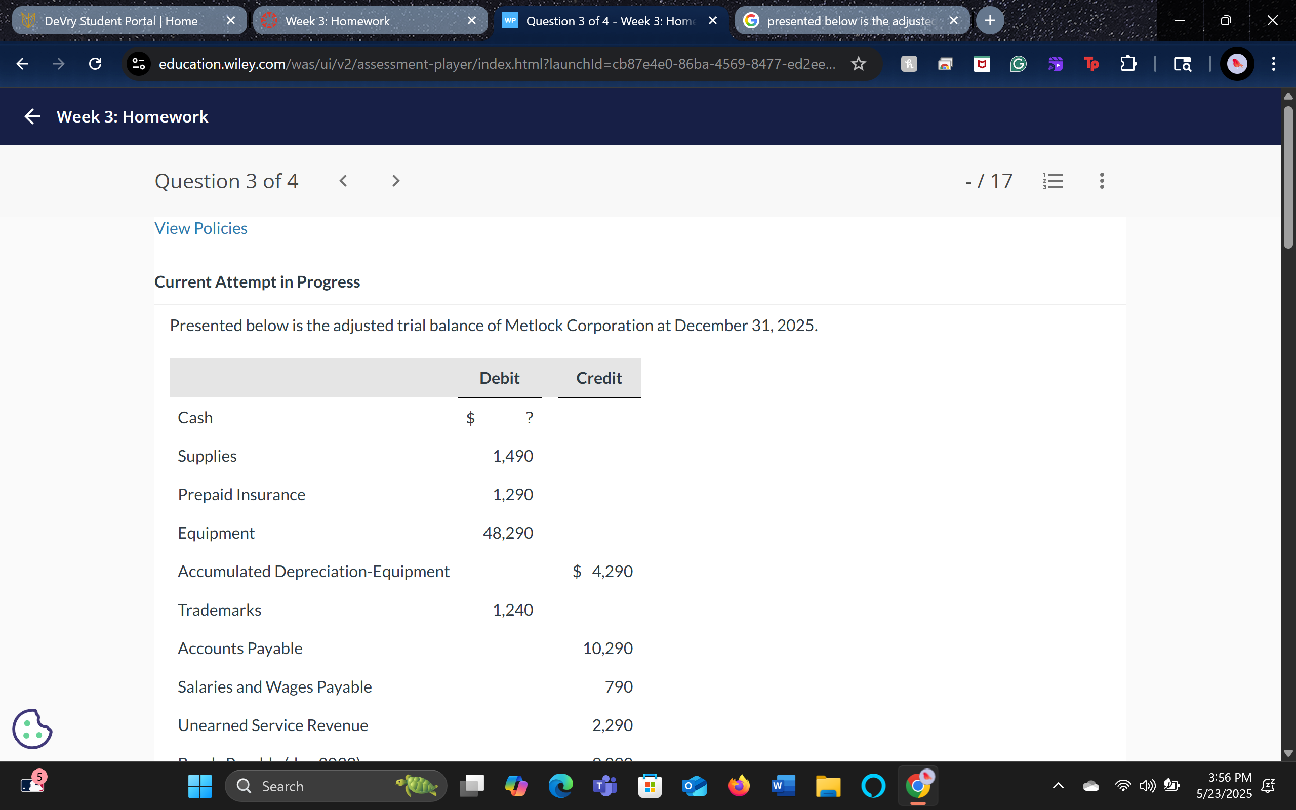 DeVry Student Portal | Home X Week 3: Homework WP
