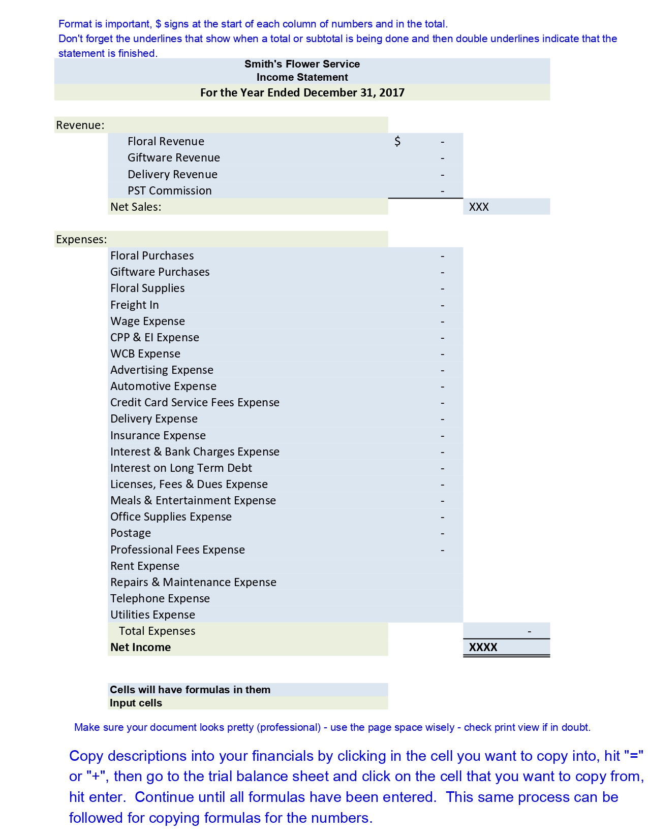 give me the excel sheet and all formulas linked