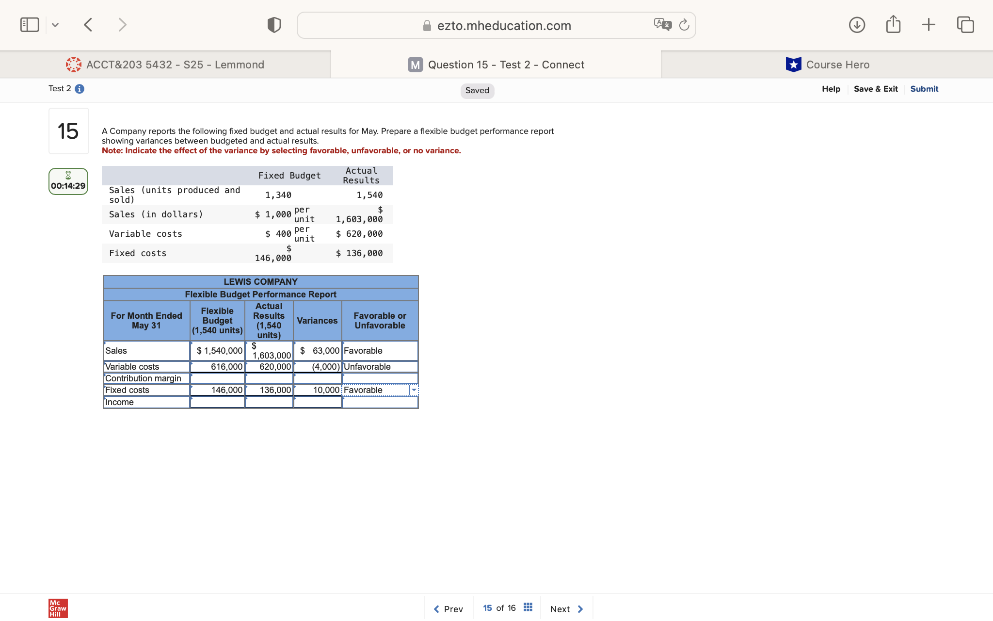 < ezto.mheducation.com + G ACCT&203 5432 - $25 -