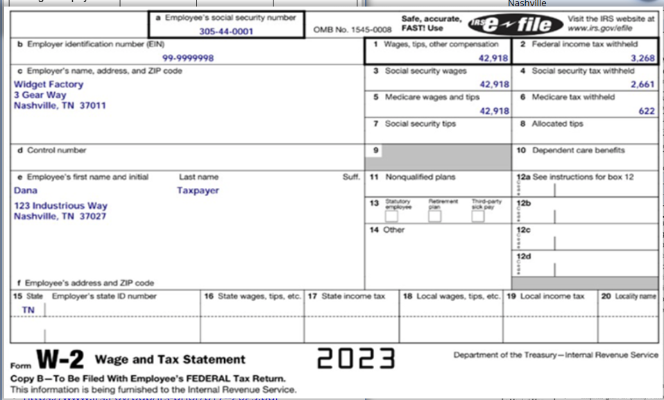Tax Scenario & Facts: Name SSN DOB Relationship
