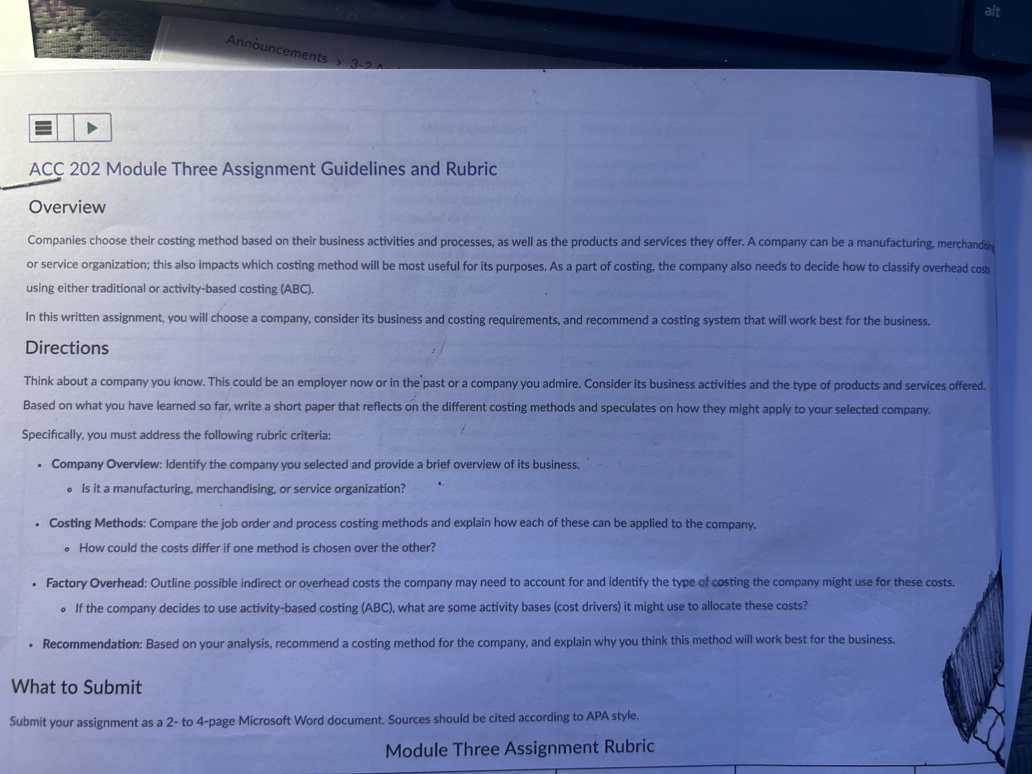 Announcements > 3 ACC 202 Module Three Assignment