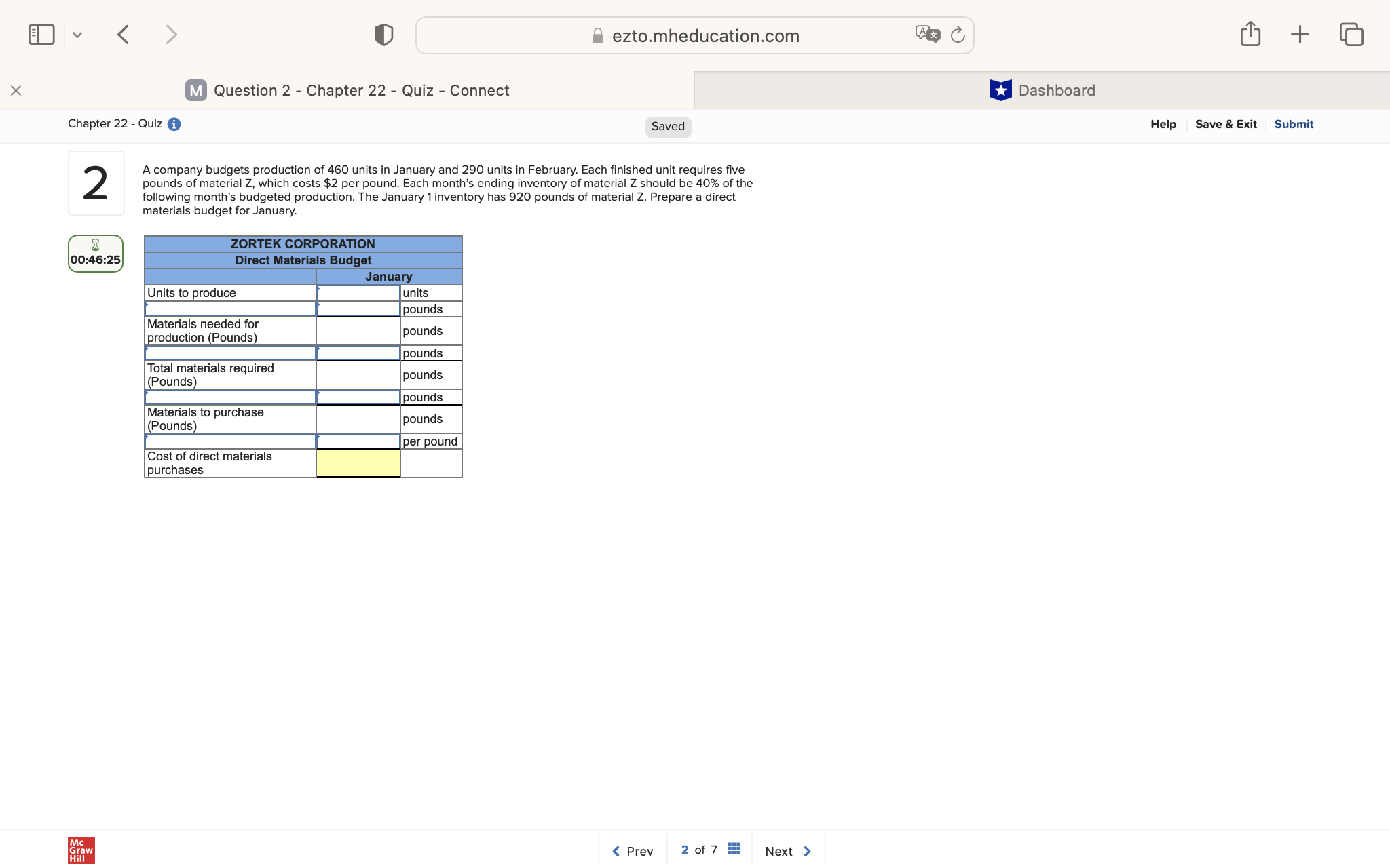ezto.mheducation.com + X M Question 2 - Chapter