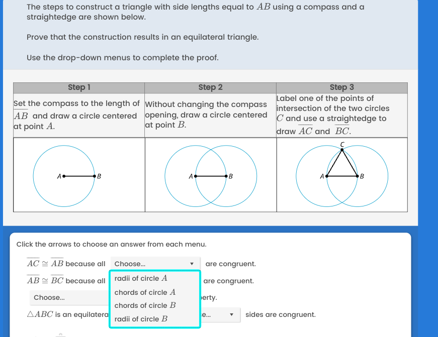 whats the correct answer The steps to construct a
