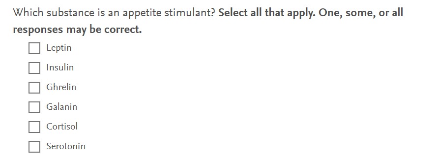 answer this Which substance is an appetite