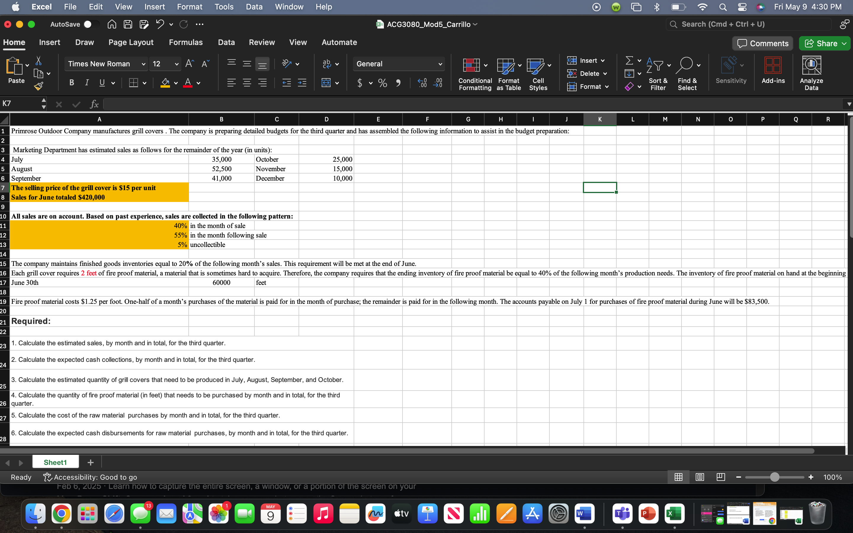 Excel Edit View Insert Format Tools Data Window