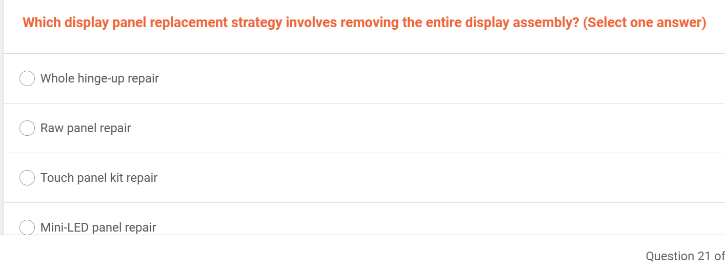 answer this Which display panel replacement