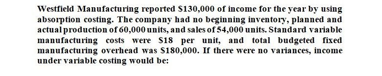 General accounting Westfield Manufacturing