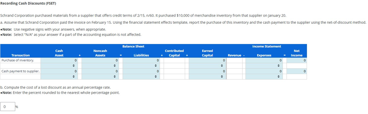 Recording Cash Discounts (FSET)Schrand