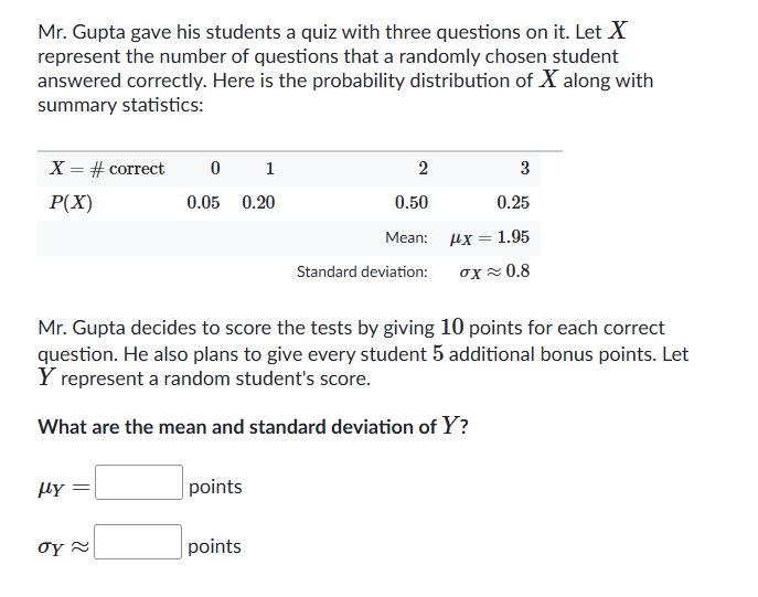 answer this Mr. Gupta gave his students a quiz