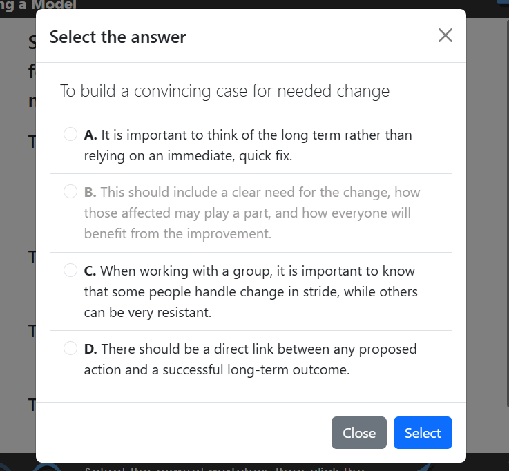 ANSWER Select the answer To build a convincing