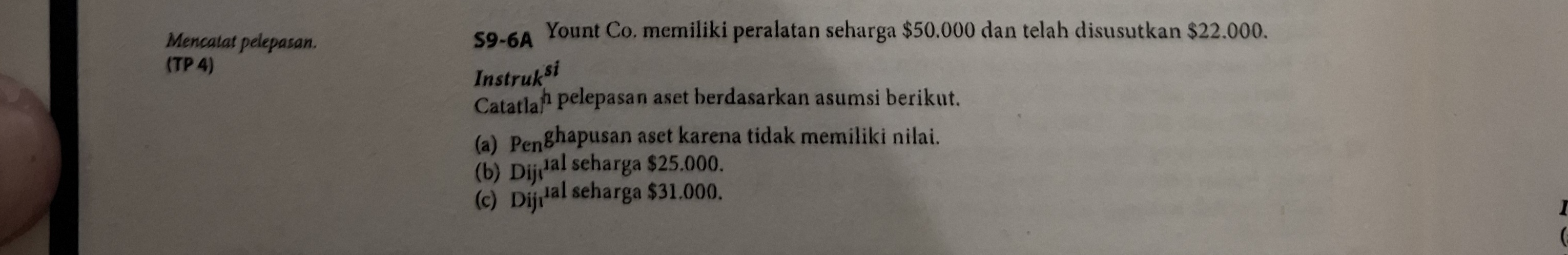 Mencatat pelepasan. 59-6A Yount Co. memiliki