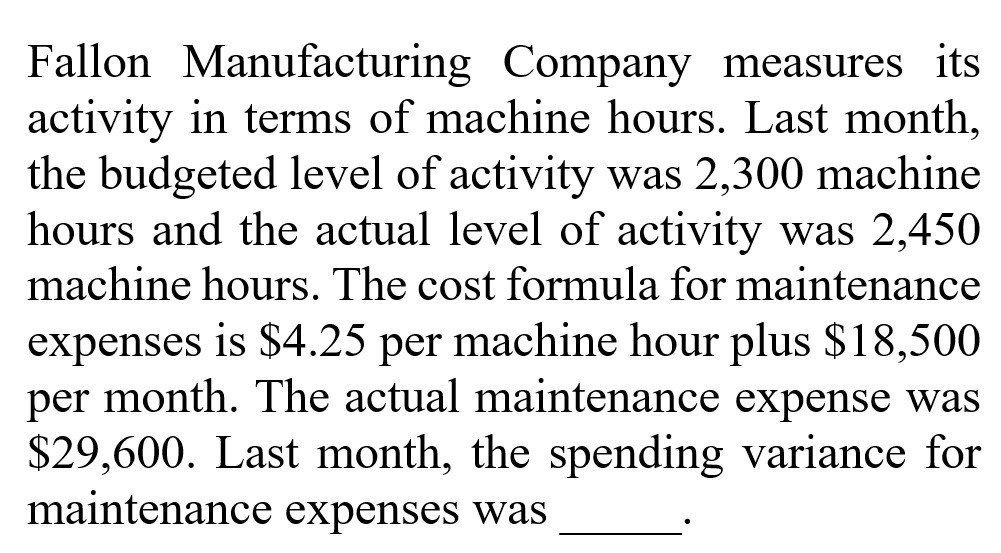 Give me Answer Fallon Manufacturing Company