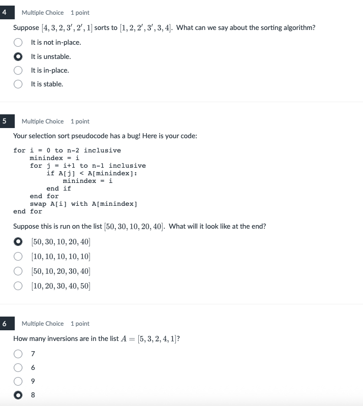 verify 4 Multiple Choice 1 point Suppose [4, 3,