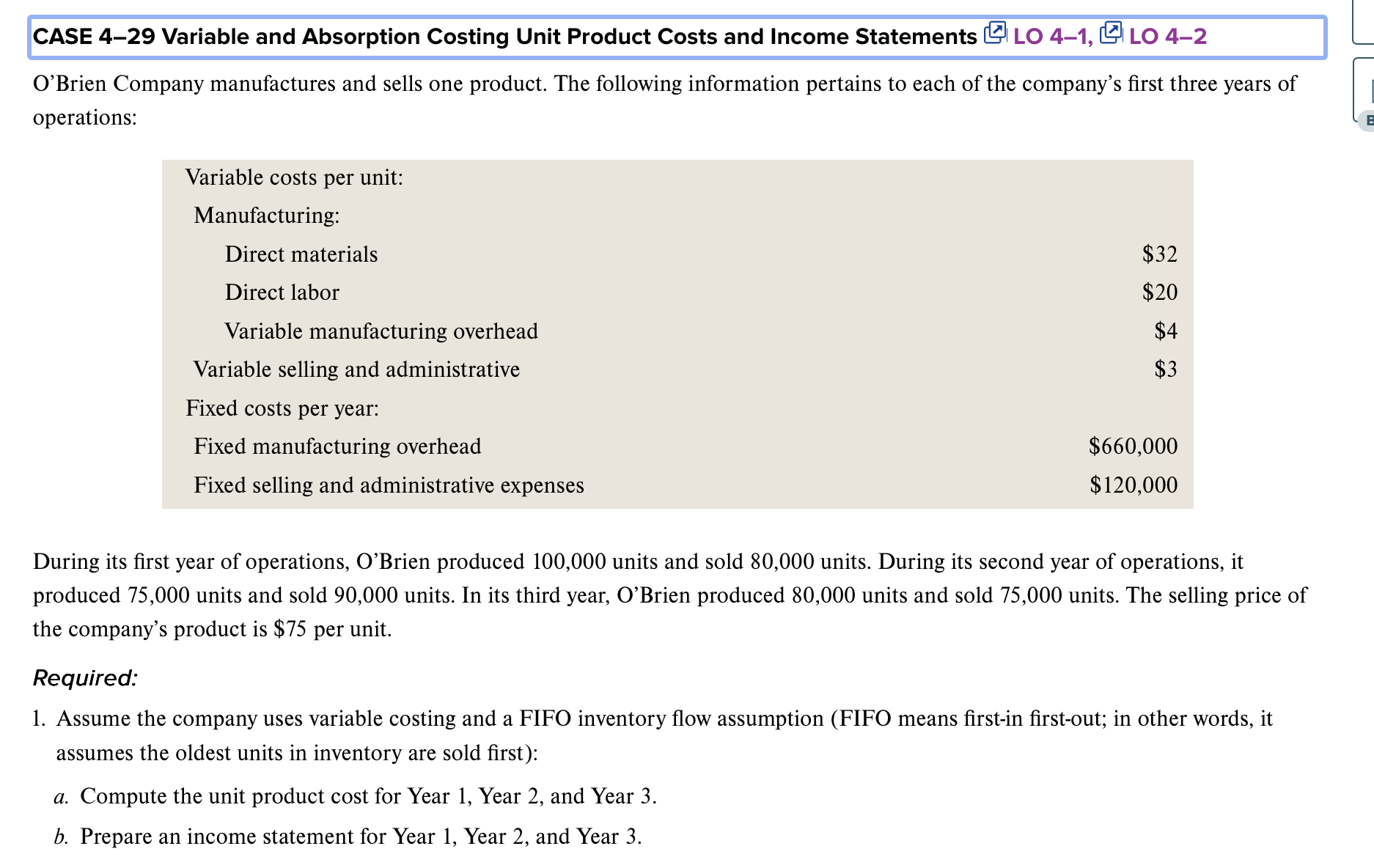 CASE 4-29 Variable and Absorption Costing Unit