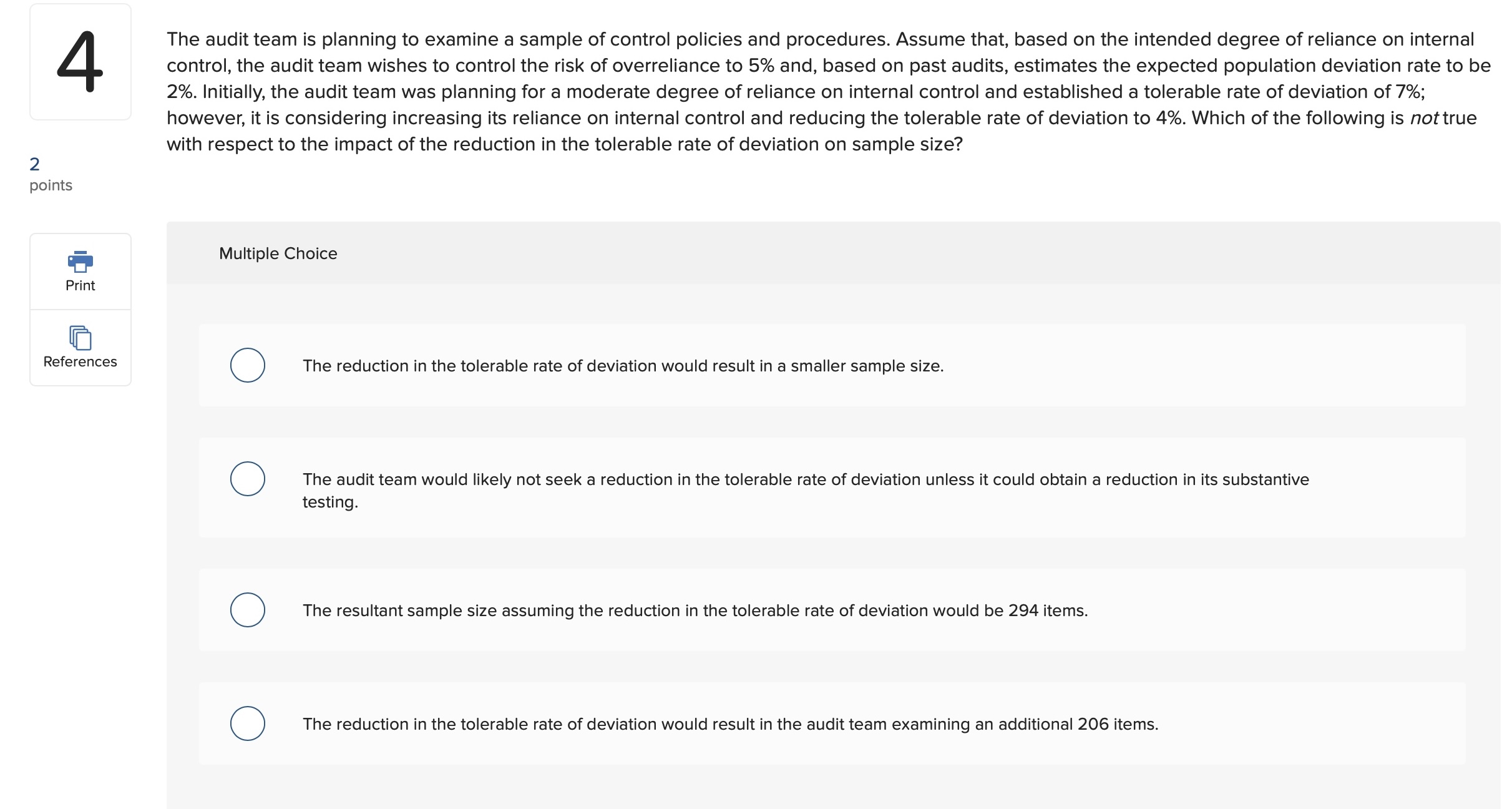 2 points = Print OC References The audit team is