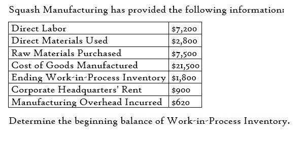 Determine the beginning balance of