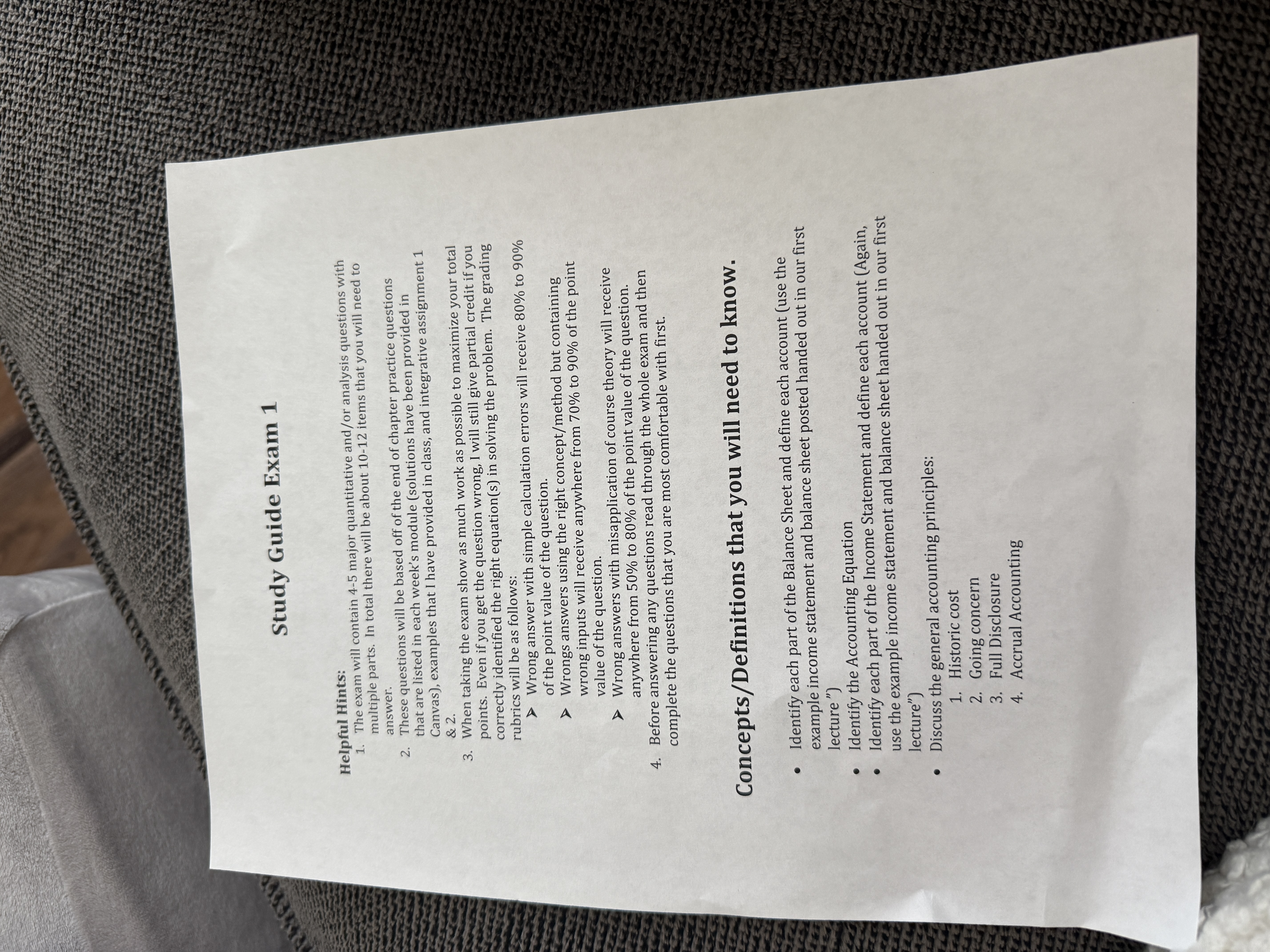 Study Guide Exam 1 Helpful Hints: 1. The exam