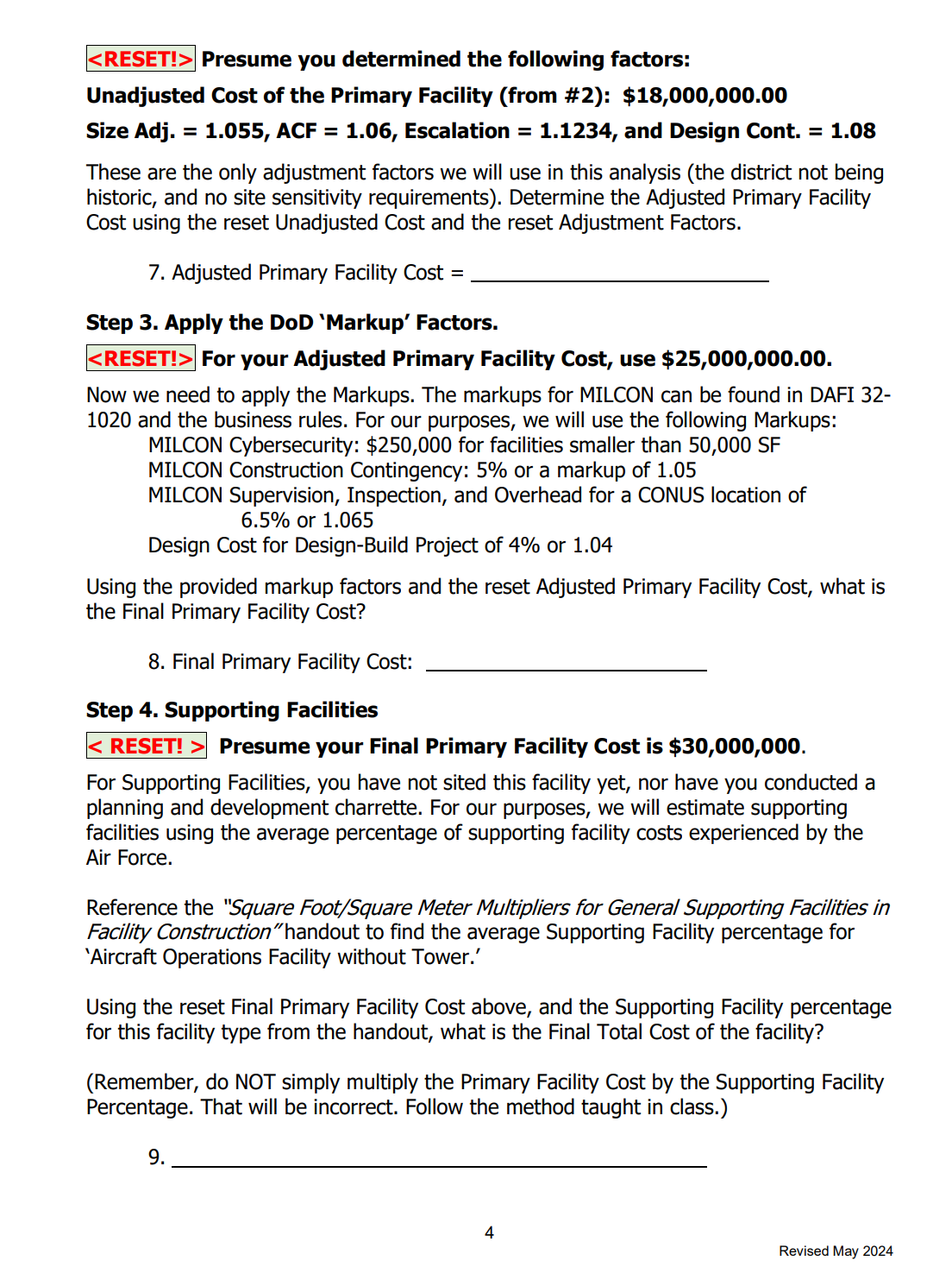 SQUARE FOOT/SQUARE METER ESTIMATING HOMEWORK This