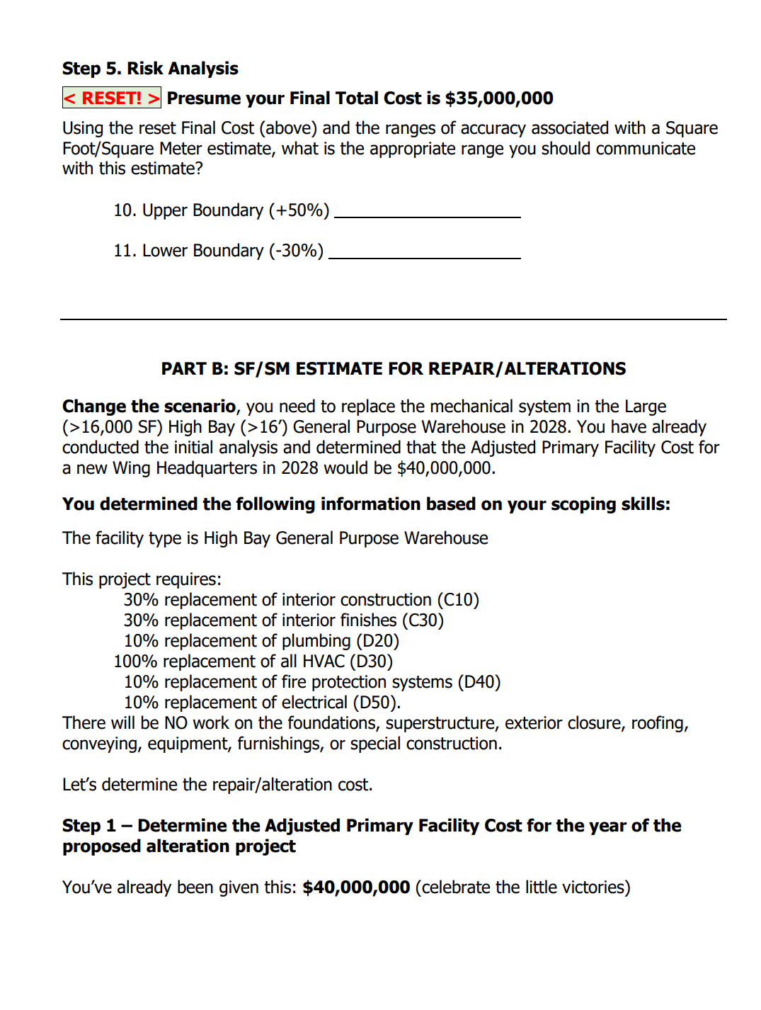 SQUARE FOOT/SQUARE METER ESTIMATING HOMEWORK This