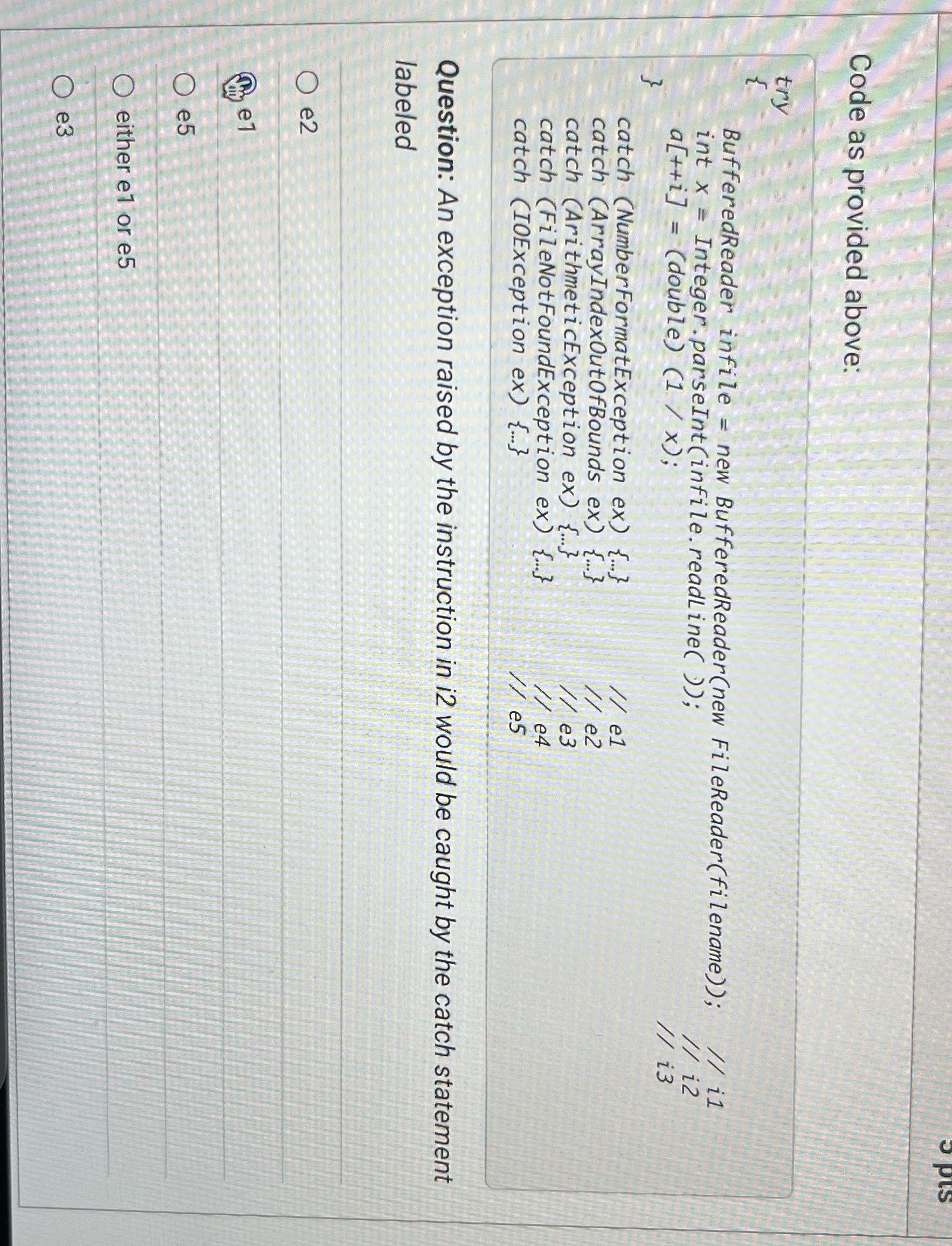 answe Code as provided above: BufferedReader