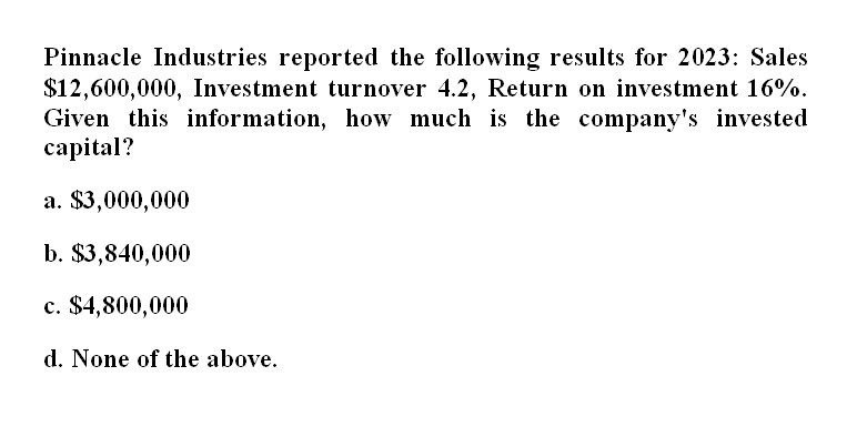 Correct solution and accounting Pinnacle