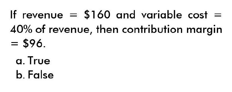 ??!! If revenue = $160 and variable cost = 40% of