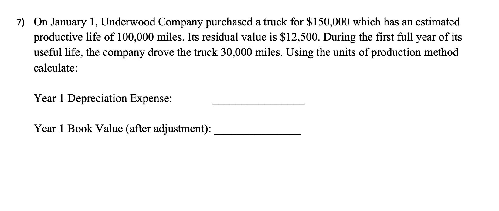 please find me the depreciation expense and the