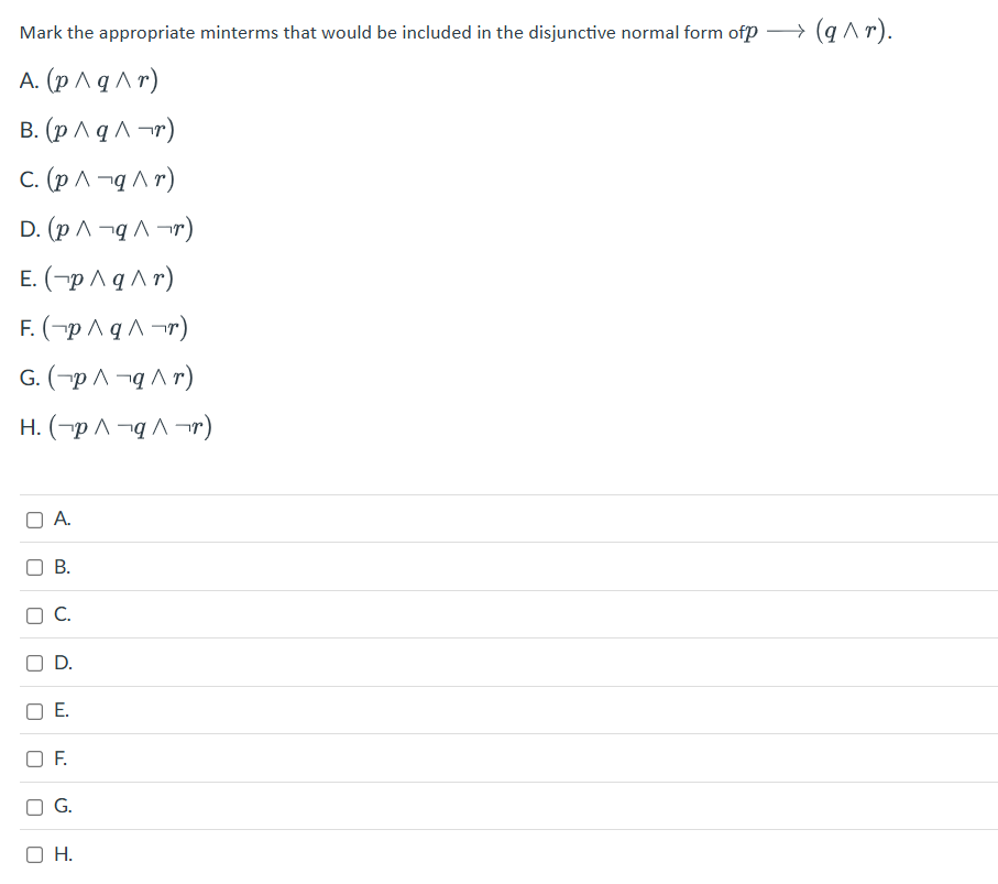 answer this Mark the appropriate minterms that