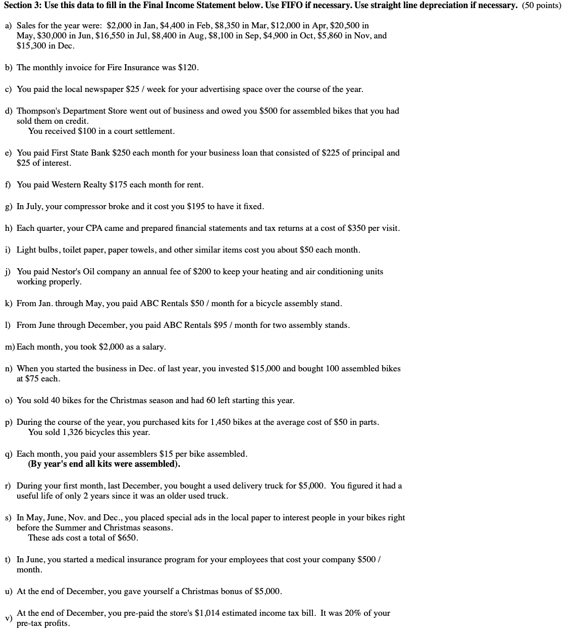 Section 3: Use this data to fill in the Final