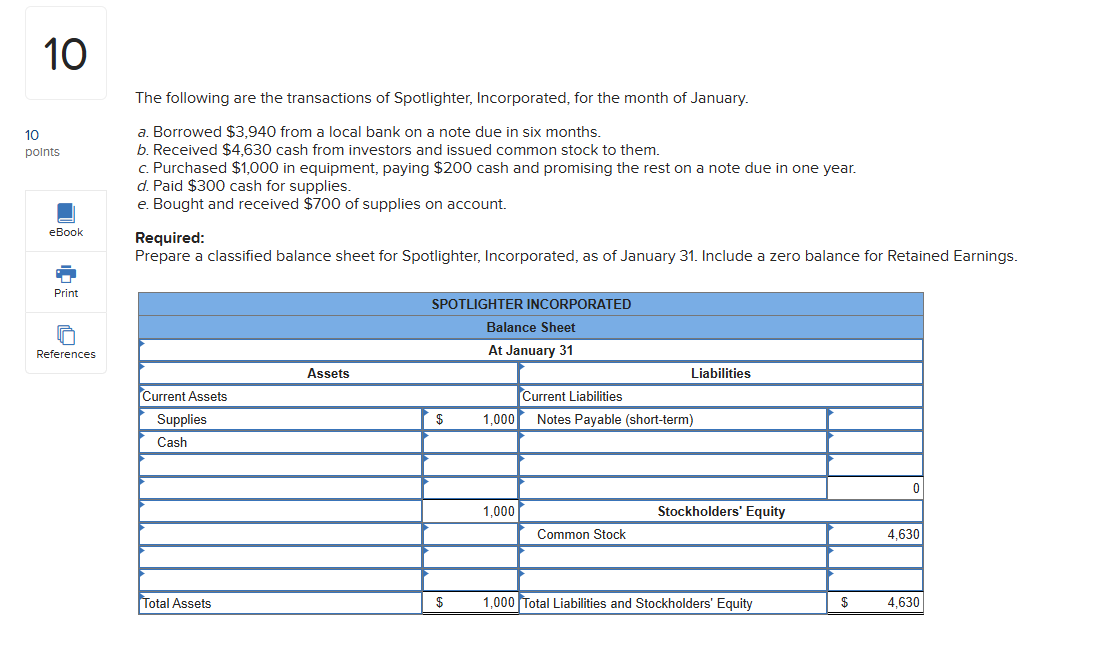 What am I missing from this balance sheet? 10